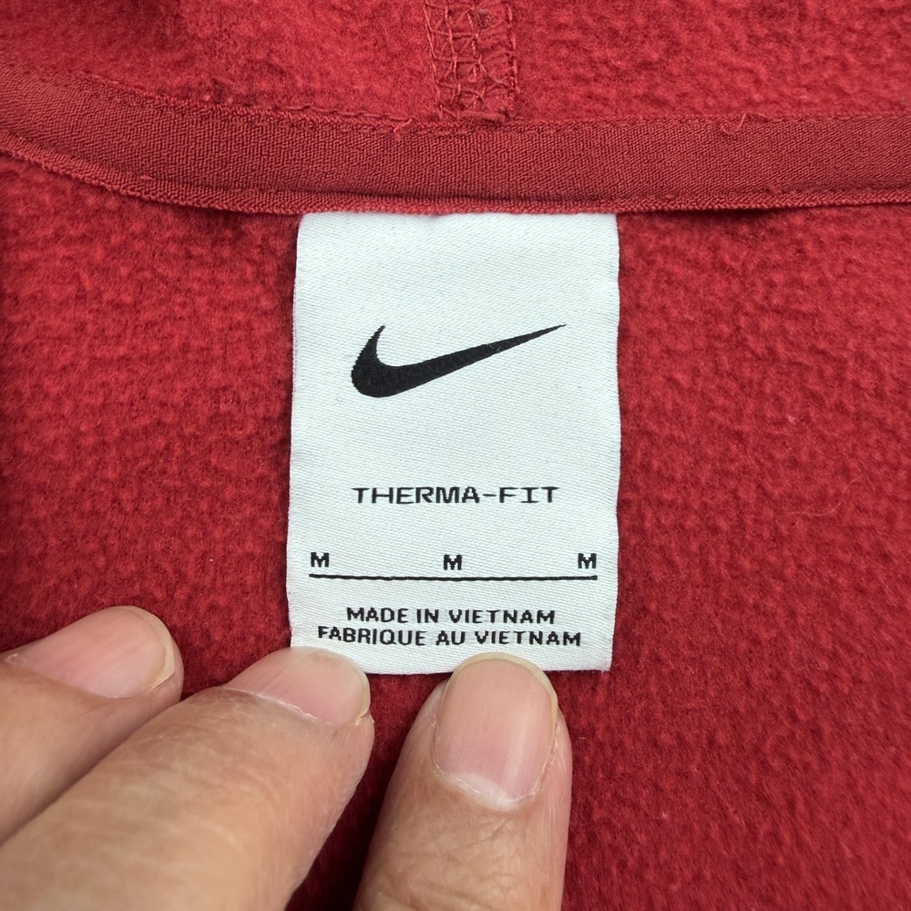 Nike Hoodie Mens M Red Full Zip Hooded Lined Pockets Therma-Fit Stanford College - Picture 6 of 12